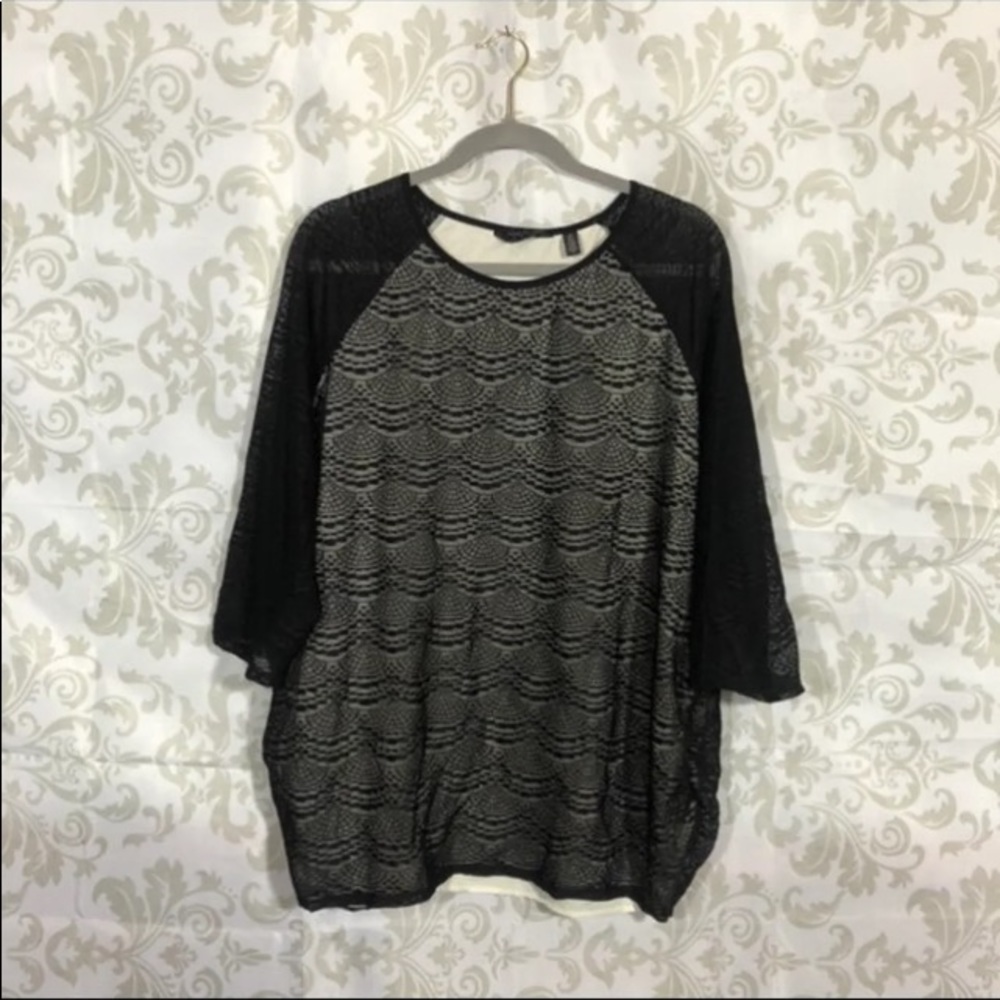 💚2/$19💚 NWT Investments Black Lace Blouse